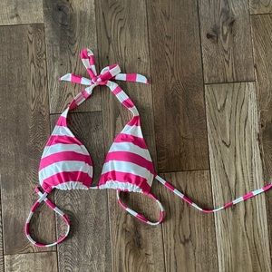 Pink striped triangle bikini top